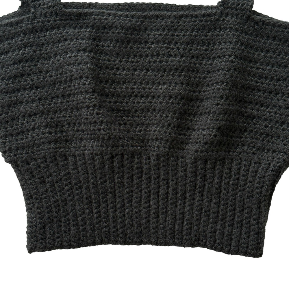 Handmade Crochet Crop Tank Black Indie Sleaze Layering Top Women's XS - Picture 5 of 9